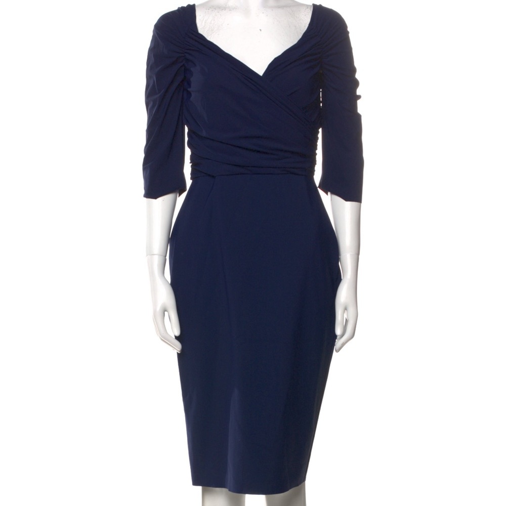 Chiara Boni Blue V-Neck Midi Length Dress